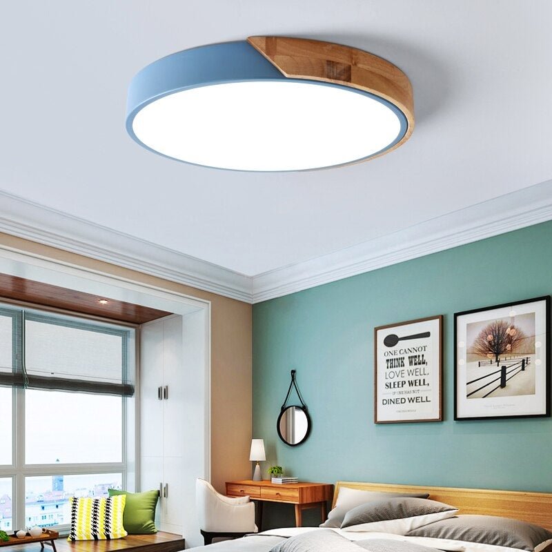 Modern LED Ceiling Light Macarons Colorful Indoor Lamp Wood Ironware Acrylic Kitchen Bedroom Foyer Decoration Lighting Fixture