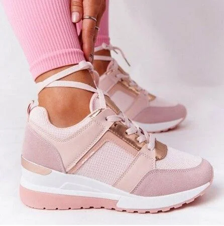 Brand Design 2021 New Women Casual Shoes Height Increasing Sport Wedge Shoes Air Cushion Comfortable Sneakers Zapatos De Mujer 1108-1