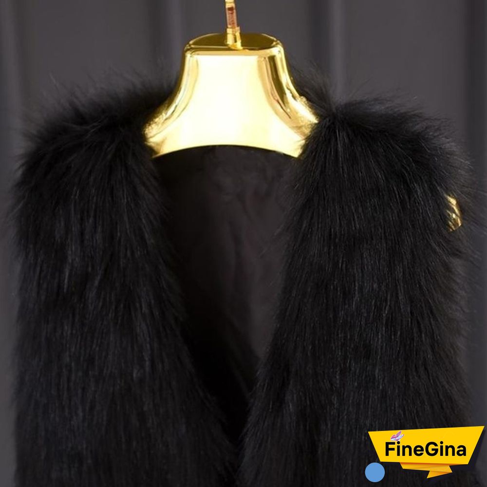 Fashion Women Elegant Slim Sleeveless Faux Fur Winter V-neck Vest Waistcoat