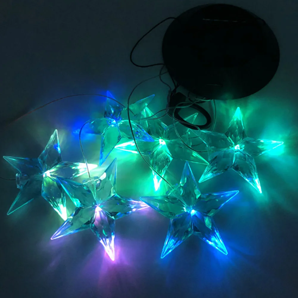 Solar Color Changing Wind Chime Lamps Star Moon Pendant Garden Light (A)