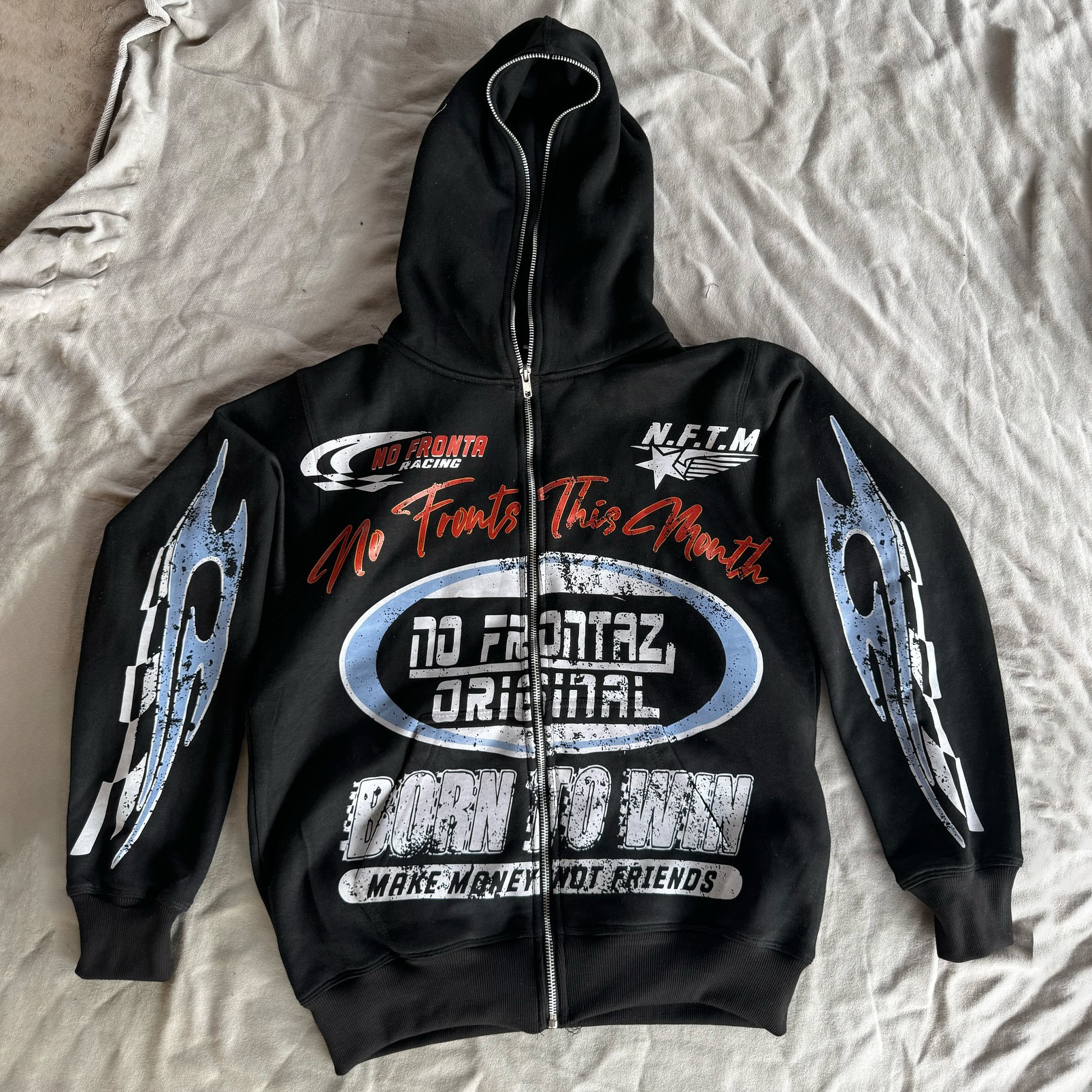 No Fronts This Mouth Print Long Sleeve Full Zip Hoodies