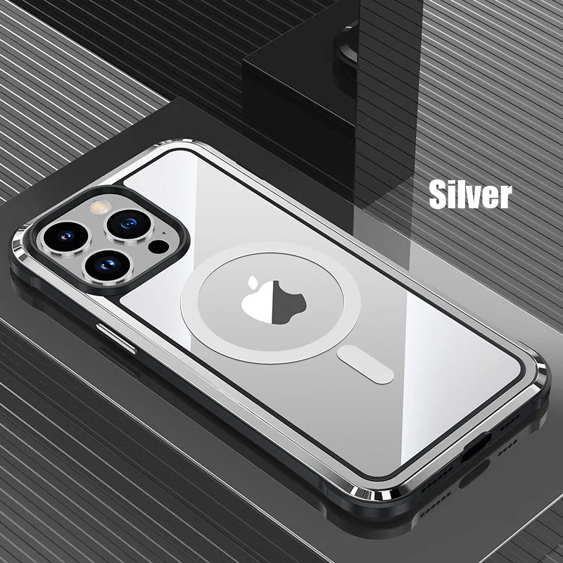 Suitable For iPhone 13/14 Series Stainless Steel Metal Frame Magnetic Phone Case