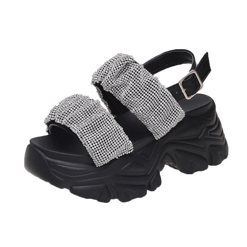 Wedge Heels Women's Sandals Rainbow Sole Design Female 5.5cm Platform Sandals Height Increasing Shoes Women