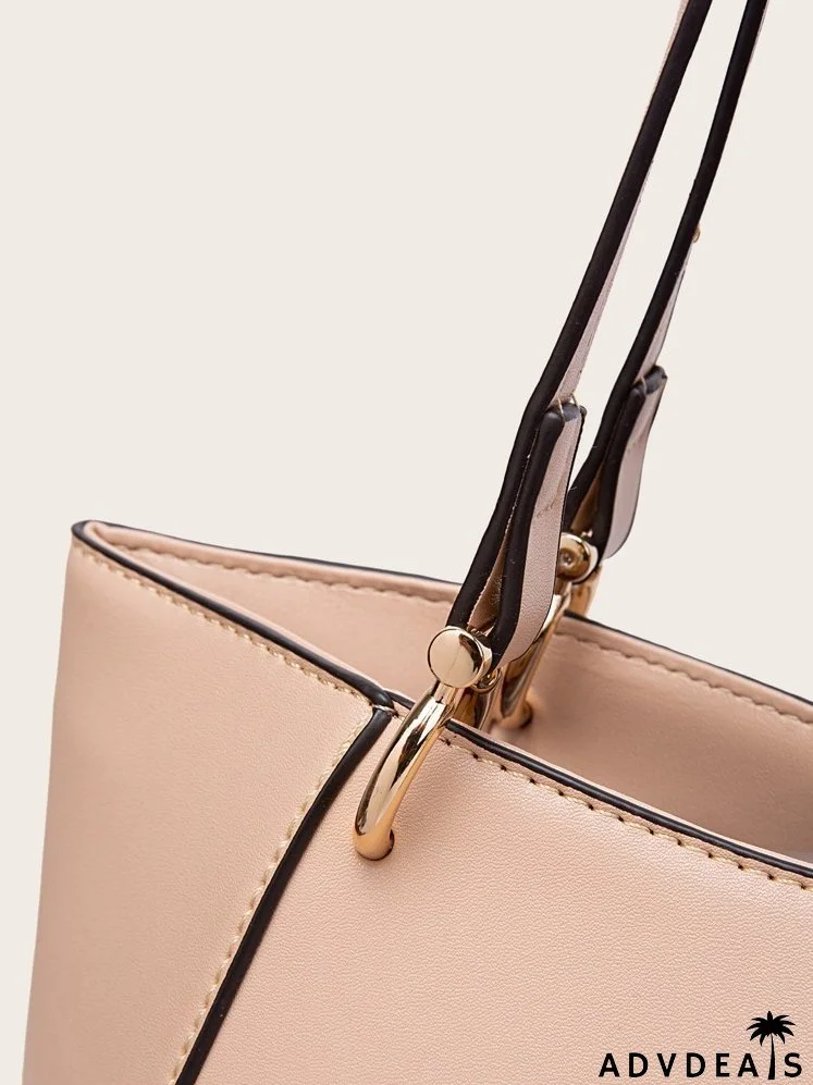 Button Decor Shoulder Tote Bag