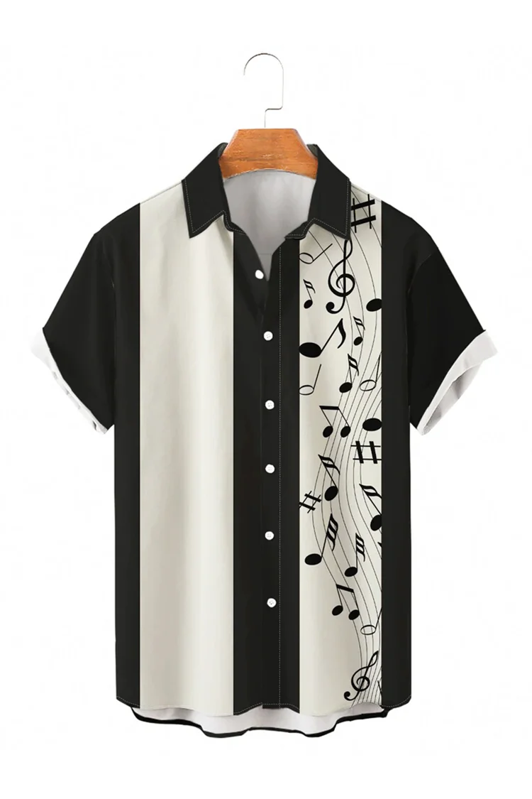 Tiboyz Music Notation Color Block Short Sleeve Shirt