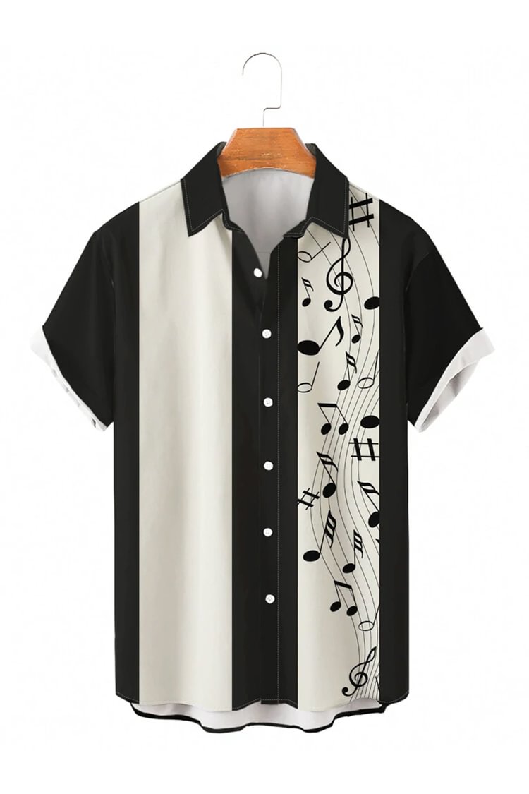 Tiboyz Music Notation Color Block Short Sleeve Shirt