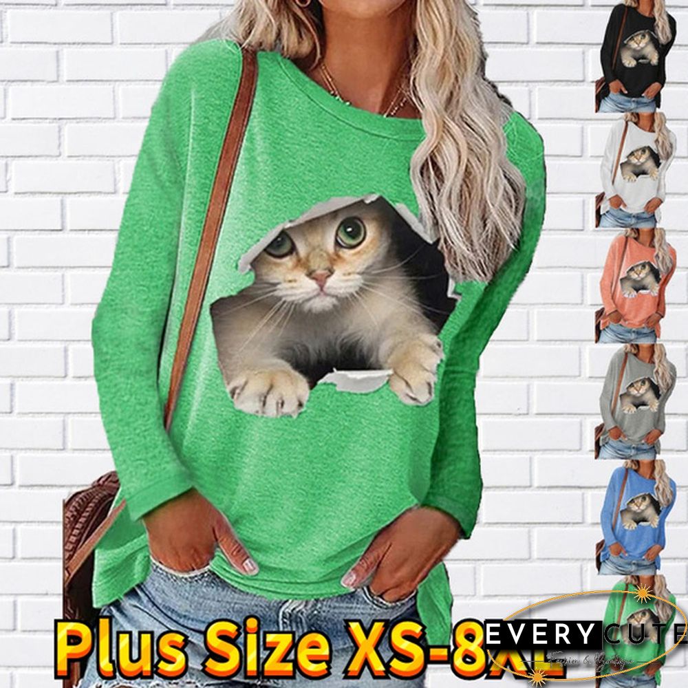 Winter Fashion Women Clothing Feather Printed Casual Sweatshirt Long Sleeve Tops T-shirt Blouse Ladies Round Neck Pullover Sweater Plus Size XS-8XL