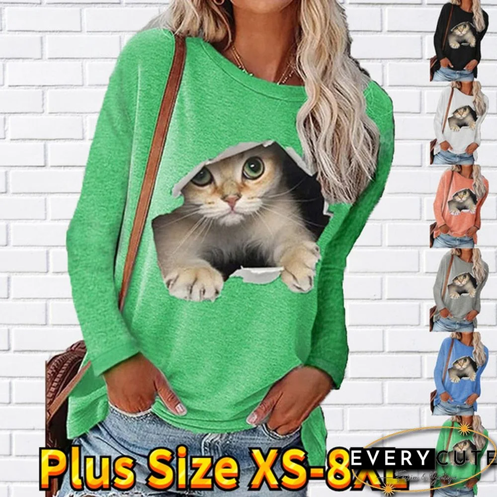 Winter Fashion Women Clothing Feather Printed Casual Sweatshirt Long Sleeve Tops T-shirt Blouse Ladies Round Neck Pullover Sweater Plus Size XS-8XL