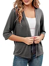Open Front Solid Cardigan with 3/4 Sleeves, Elegant Spring/Summer Women's Clothing