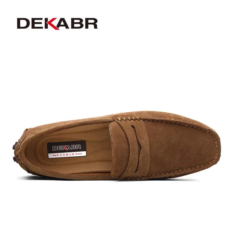 DEKABR Large Size 50 Men Loafers Soft Moccasins High Quality Spring Autumn Genuine Leather Shoes Men Warm Flats Driving Shoes