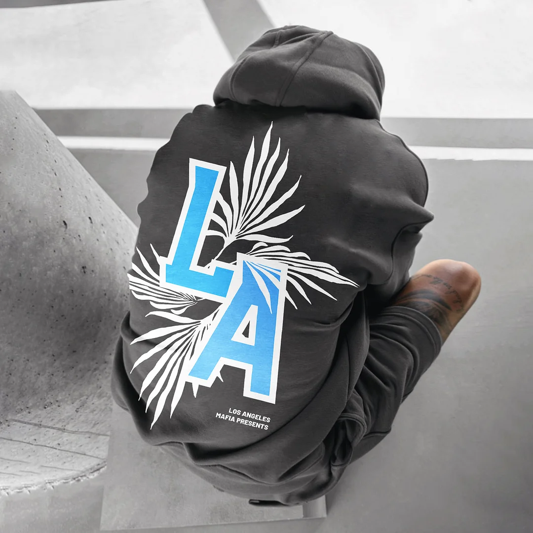 Oversize LA Palm Leaves Hoodie、、URBENIE