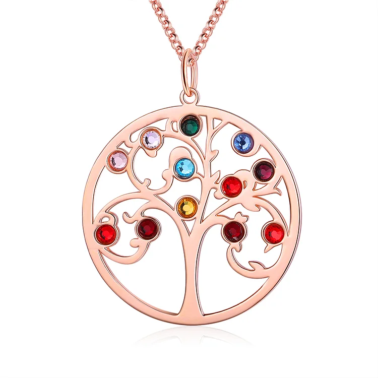 Family Tree Necklace 12 Birthstones Personalized Family Necklace Gift for Mom