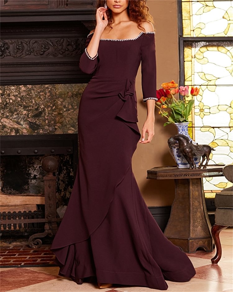 Women's Solid Color Ruffles Dress