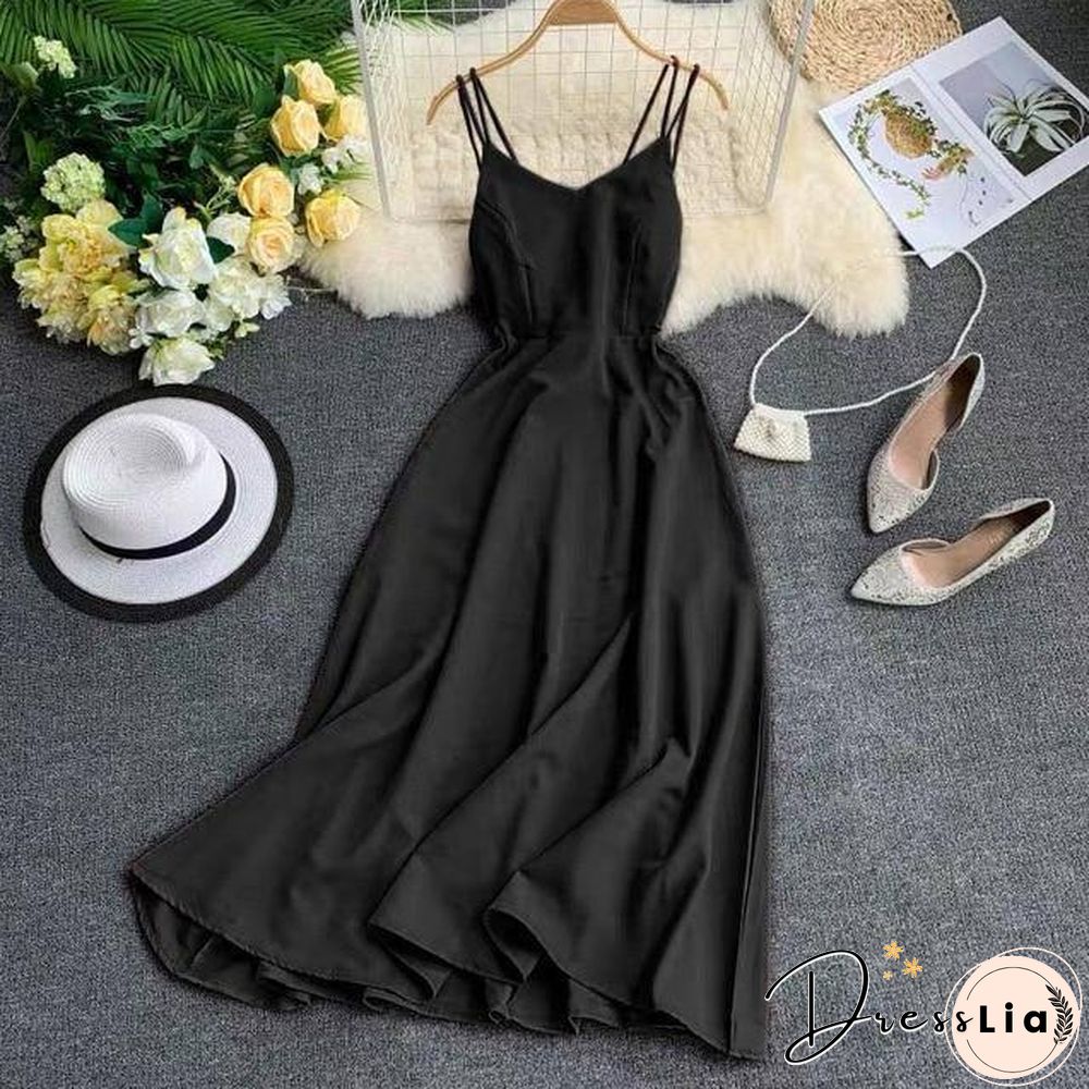 Marwin New-Coming Spring Summer Holiday Long Dress Cross Spaghetti Strap Open Back Beach Style Ankle-Length Women Dresses
