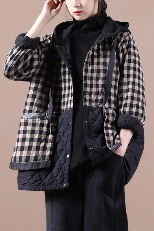 Limited Stock- Winter Plaid Hooded Drawstring Warm Coat