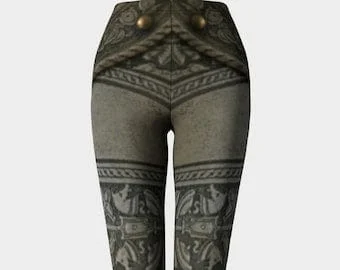 Pornhint Armor Workout Leggings, Compression fit Yoga, Cosplay Leggings, Knight Festival Leggings, Steampunk Leggings, Cyberpunk, Armour, Gray, Gamer
