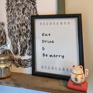 Pornhint Eat Drink and Be Merry Minimalist Christmas Holiday Party Digital Print Pack NSFW Black and White NSFW