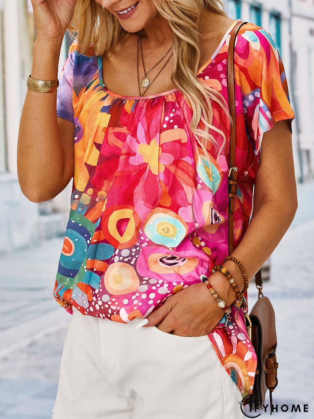 Casual Short Sleeve Floral Top | IFYHOME