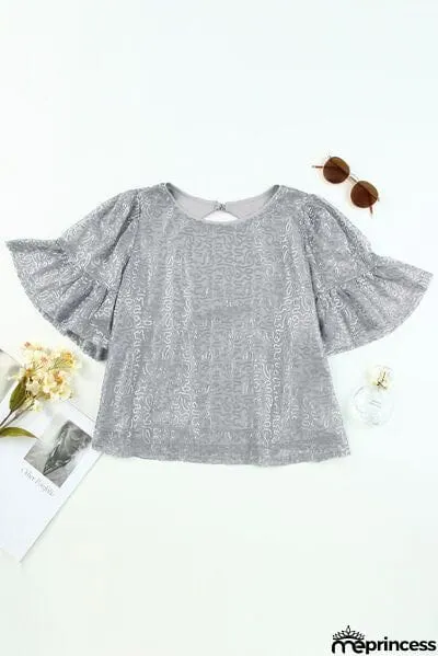 Sequin Cutout Round Neck Blouse