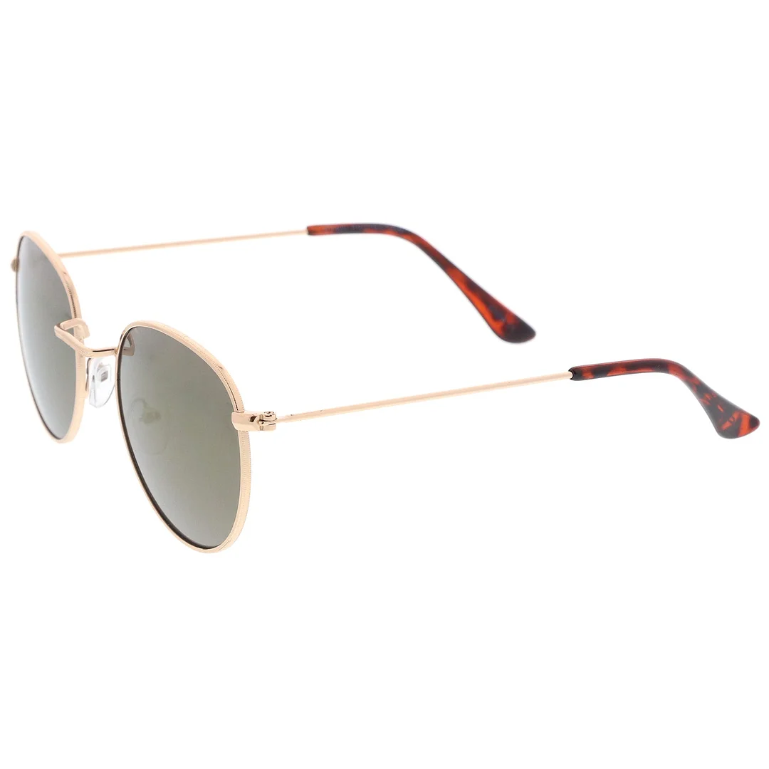 Retro Metal Frame Thin Temples Colored Mirror Lens Round glasses 50mm