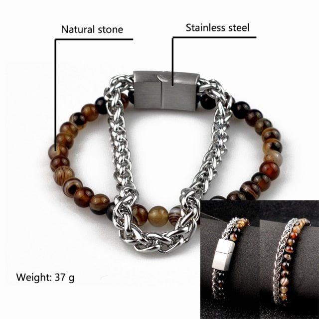 YOY-Boho Jewelry Beads Leather Charm Bracelet for Men