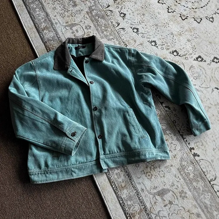 Short Bomber Jacket for Men with Lapel Collar Spring Summer Wear