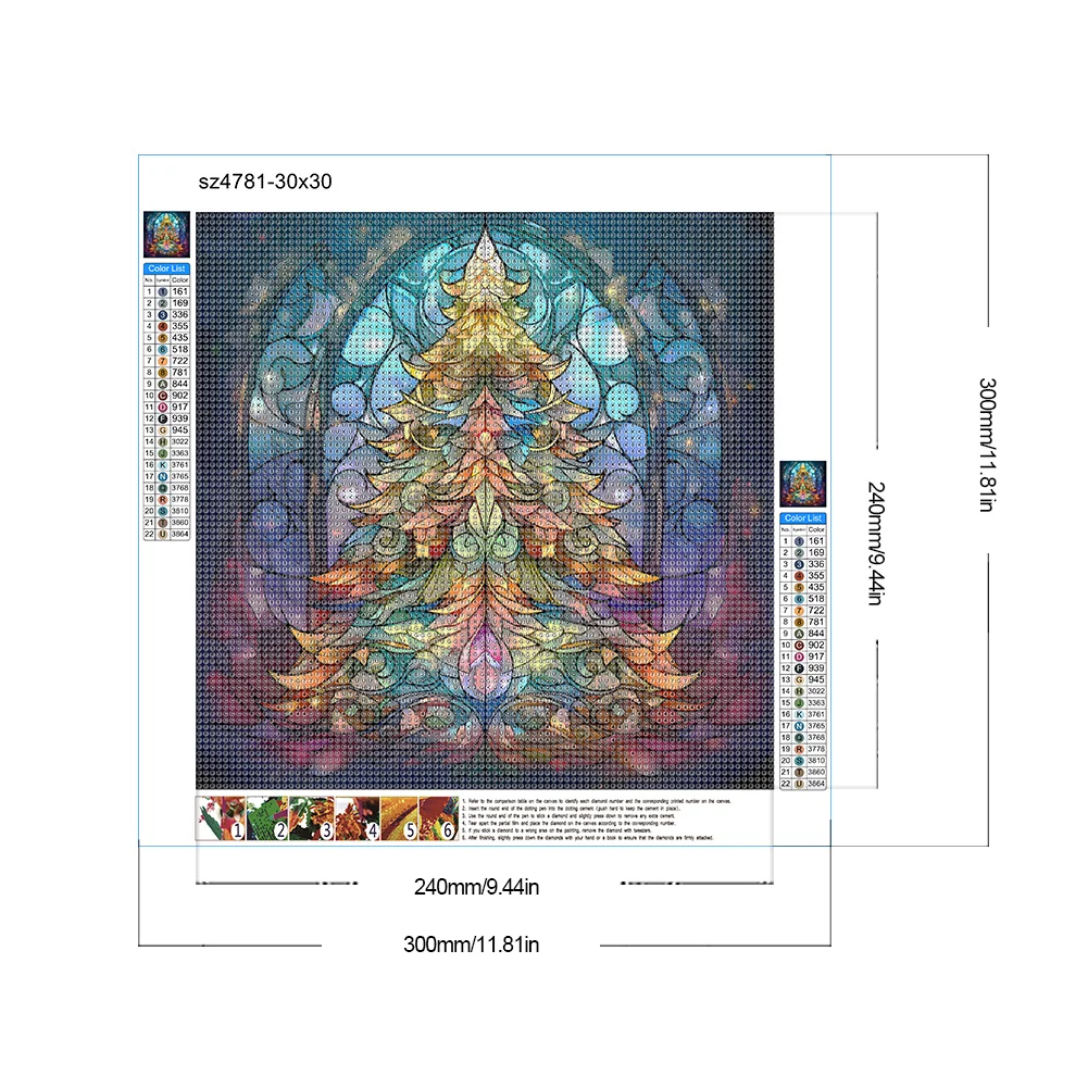 Diamond Painting - Full Round Drill - Stained Glass Christmas Tree(Canvas|30*30cm)