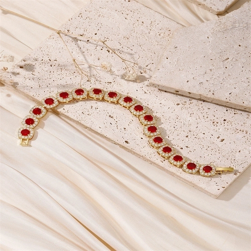 Minimalist Shiny Round Copper Inlay 18K Gold Plated Zircon Bracelets