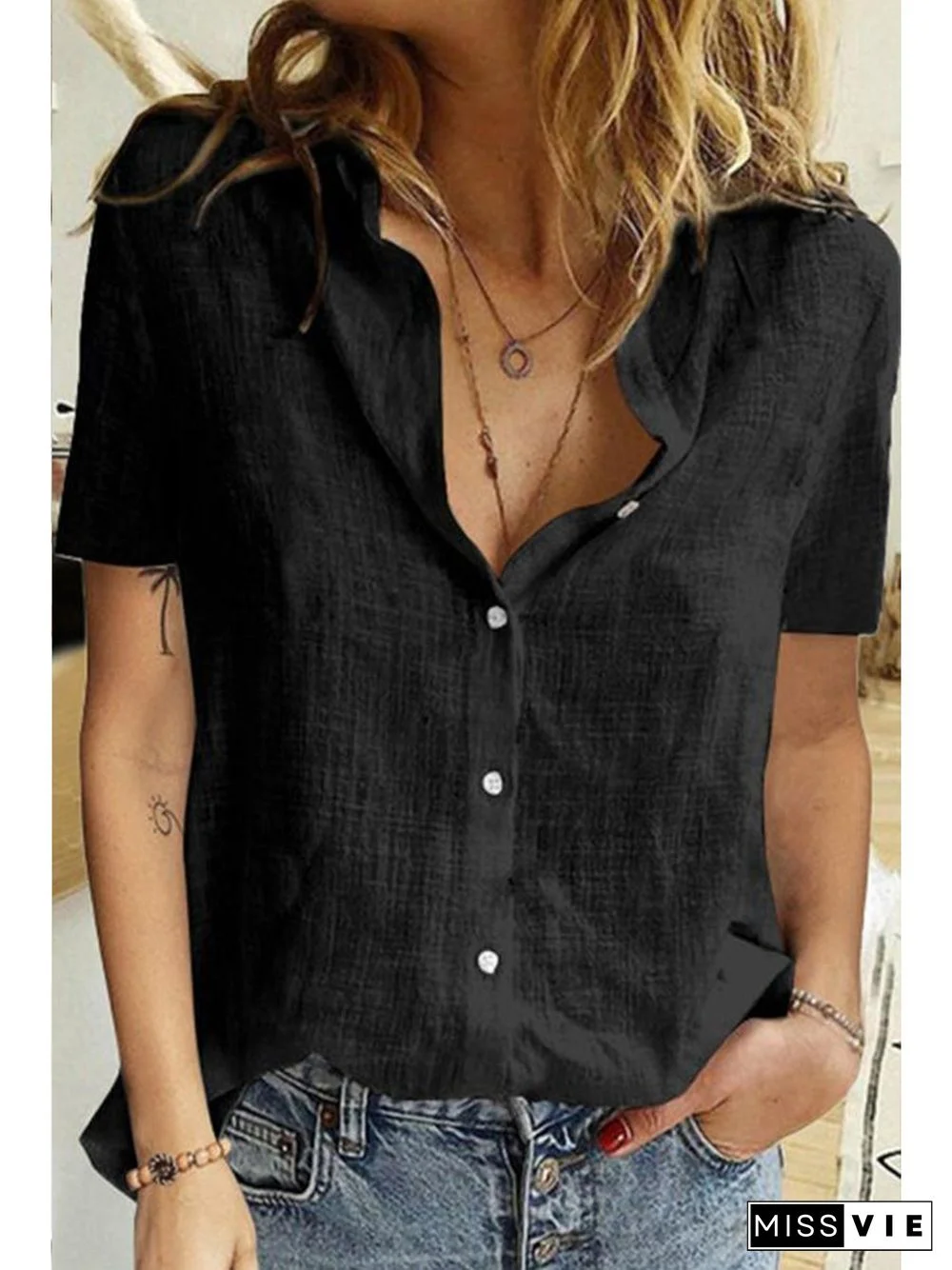 Short Sleeve Button Down Shirt P14763