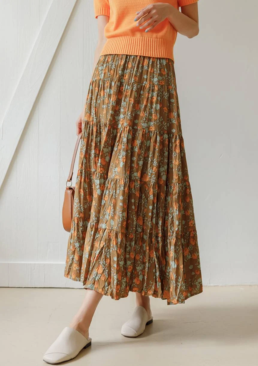 Sorana Floral Wrinkle Skirt