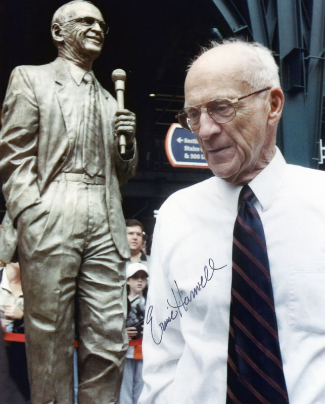 Signed Ernie Harwell Detroit Tigers HOF preprint Photo Poster painting