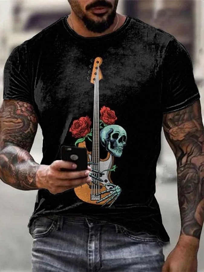 Men's Halloween Skull Print Casual T-shirt