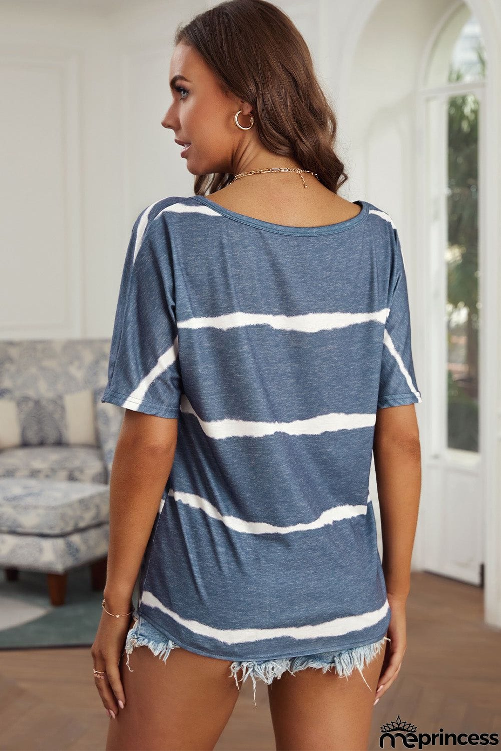 Striped Tie Front Tee Shirt
