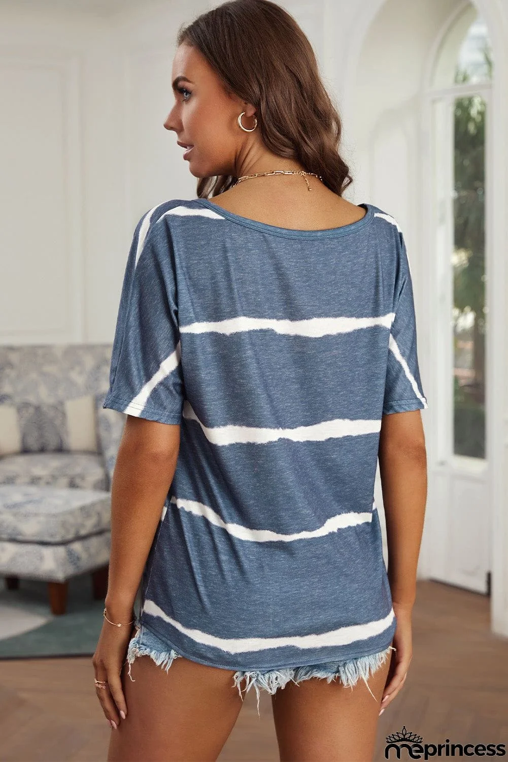 Striped Tie Front Tee Shirt