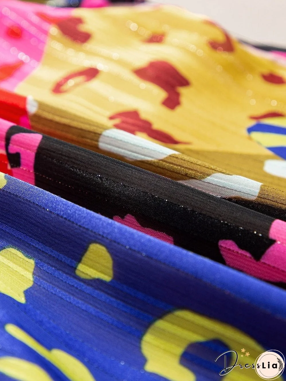 Rose Patchwork Leopard Print Ruffle Sleeve V Neck Blouse