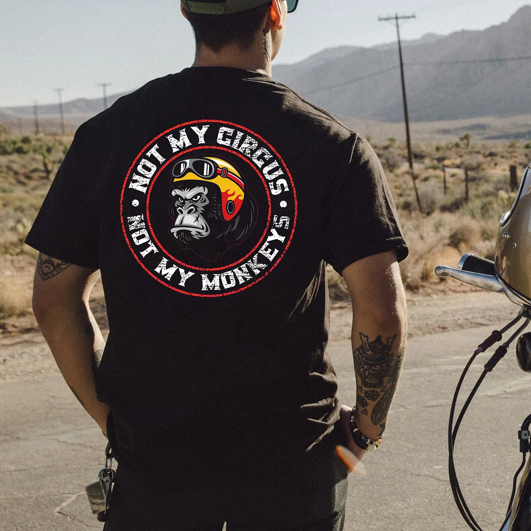 NOT MY CIRCUS NOT MY MONKEYS Helmet Chimpanzee Print Men's T-shirt