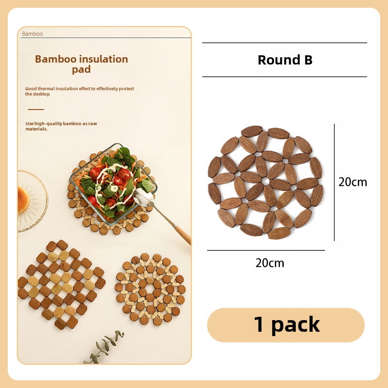 Household Bamboo Anti-scald Heat Insulation Mat Sand Pot Mat Dining Table Mat Bowl Mat Plate Mat Square Round Bowl Mat
