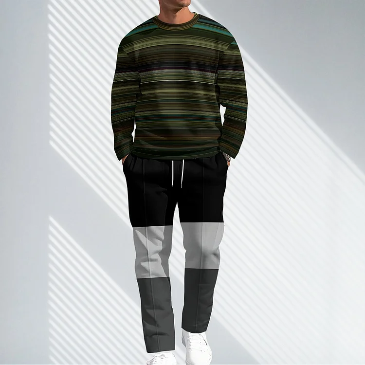 Men Causal Printed Hoodied and Pants Suit