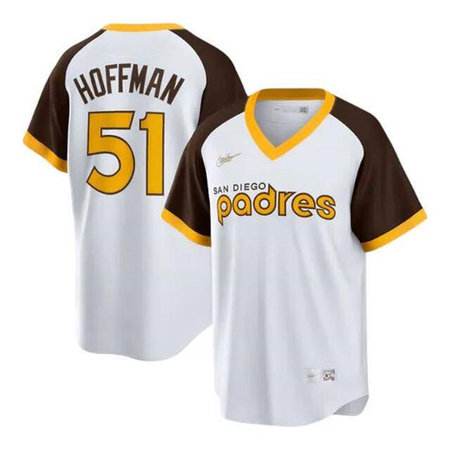 Men's San Diego Padres #51 Trevor Hoffman White Cooperstown Jersey