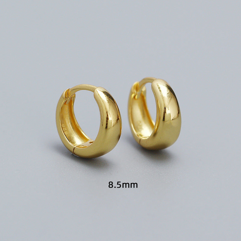 925 Sterling Silver Round Geometric Silver Polishing Stud Earrings