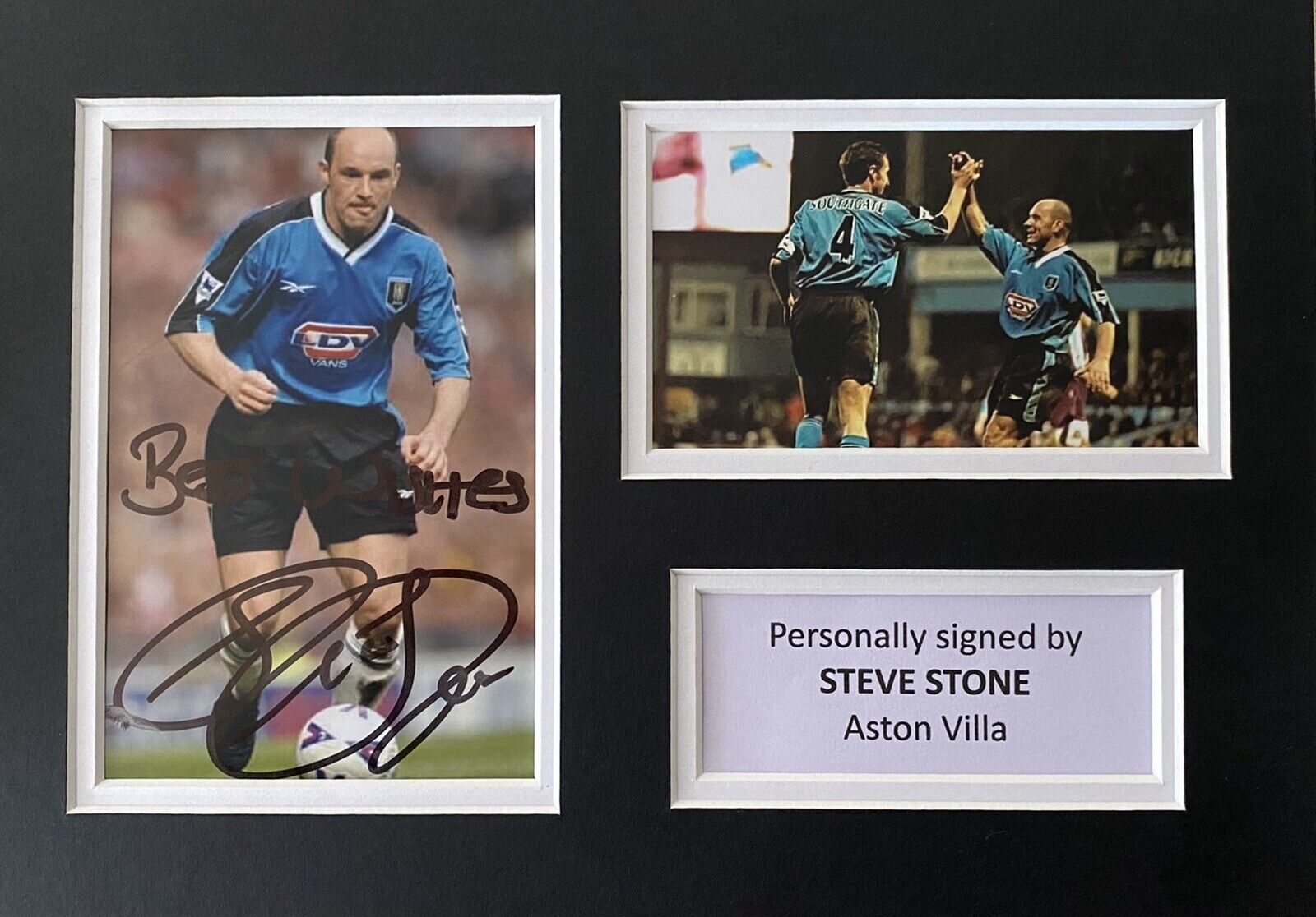 Steve Stone Genuine Signed Aston Villa Photo Poster painting In A4 Mount Display