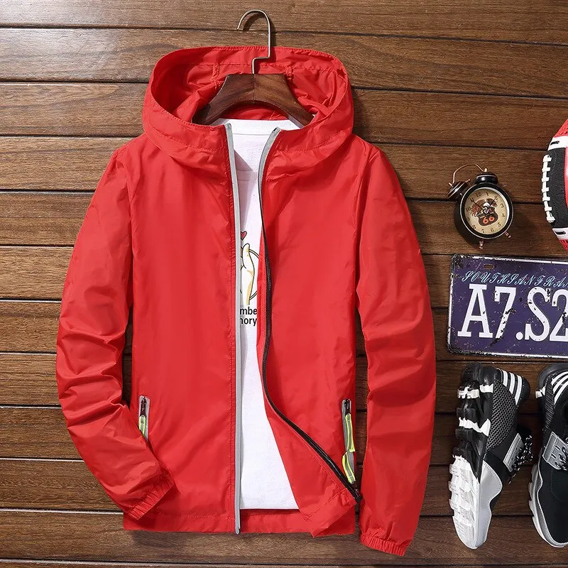 Ultra Light Men's Summer Hooded Jacket Super Thin Windbreaker Packable Skin Coat Sunscreen Waterproof Beach Casual Jackets