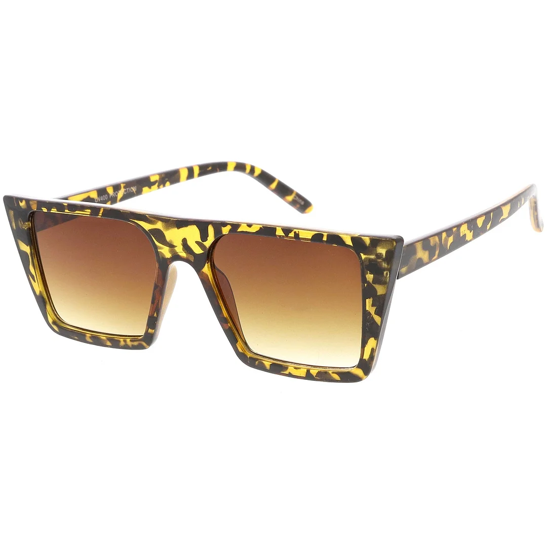 Retro Flat Top Square glasses Neutral Colored Flat Lens 52mm