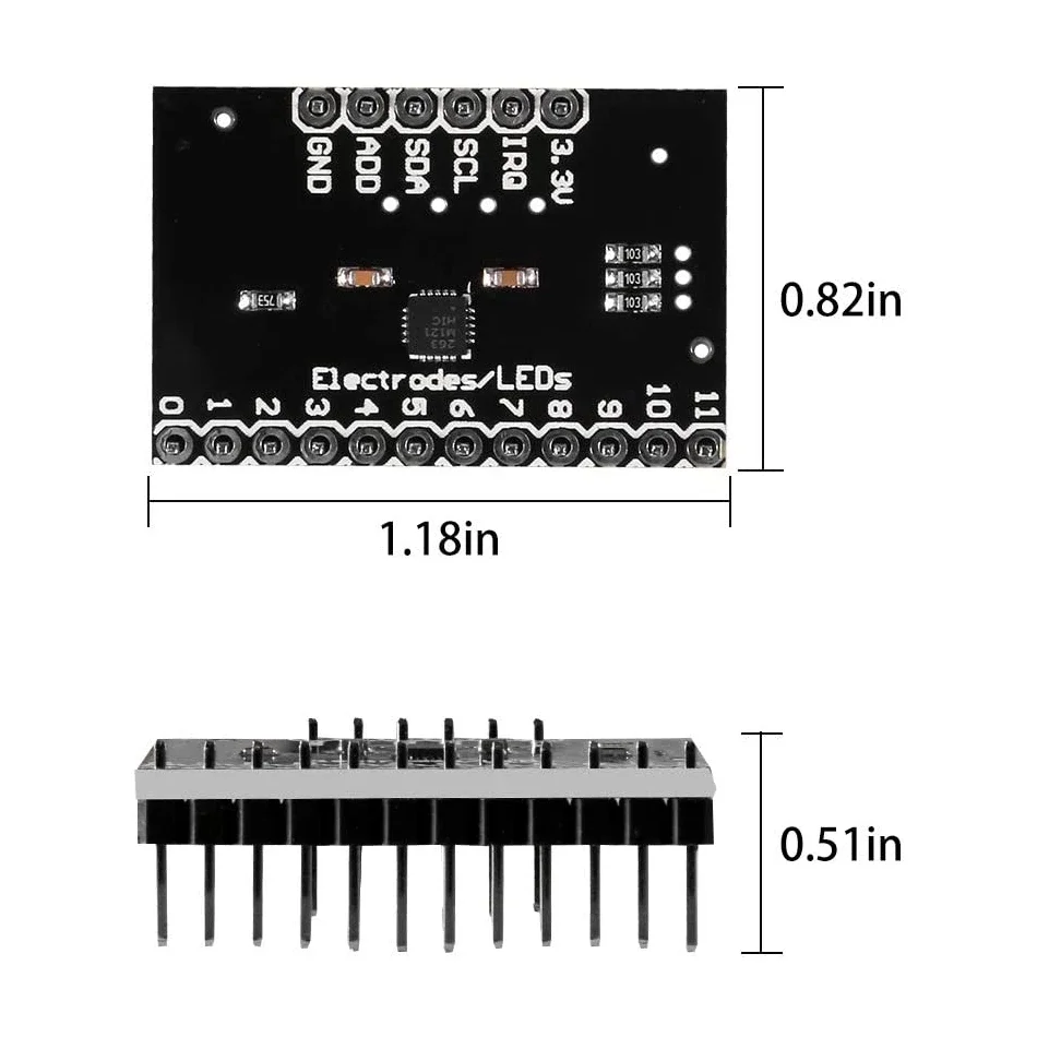 MPR121 Breakout V12 Proximity Capacitive Touch Sensor Controller Keyboard Development Board Module