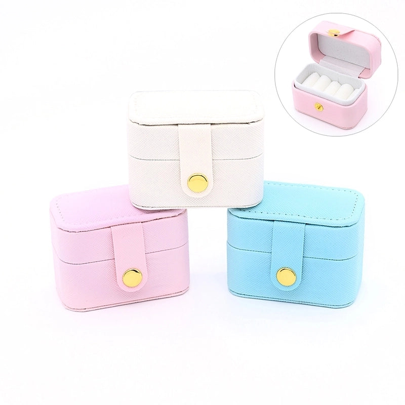 1 Pc/Package PU Casual Handmade Minimalist Outdoor Travel Daily Square Simple Solid Color Jewelry Boxes
