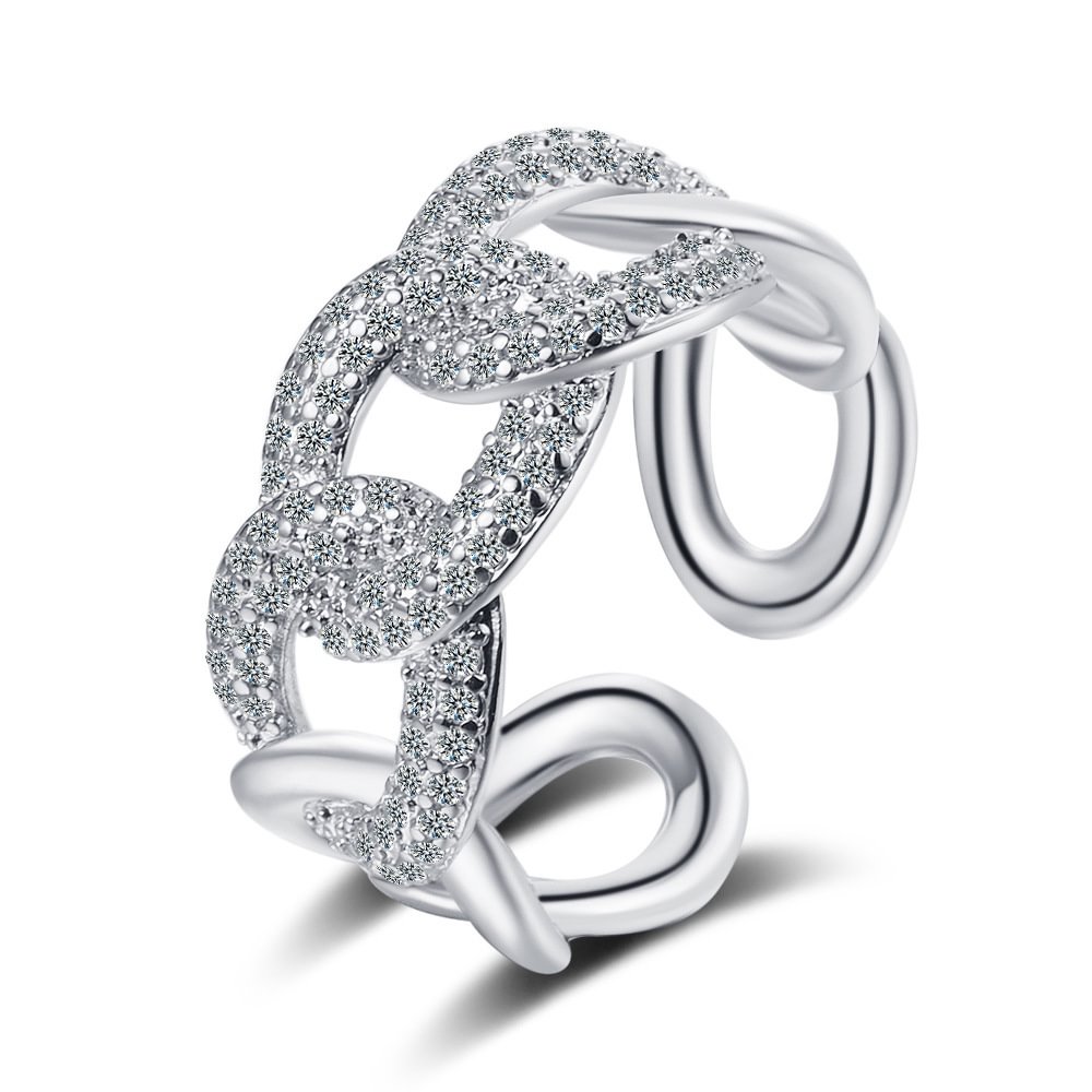 BTS JUNG KOOK Diamond Inlaid Chain Ring Adjustable Opening Rings