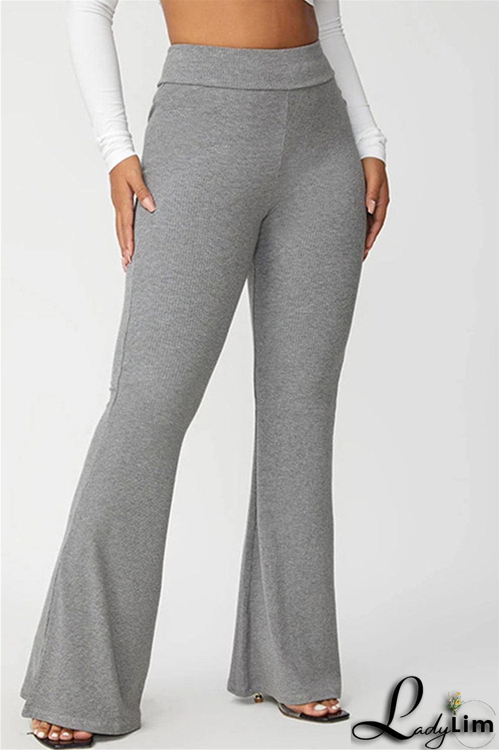 Coffee Fashion Casual Solid Basic Regular High Waist Speaker Trousers