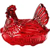Vintage Pedestal Rooster Glass Candy Bowl Hen on Nest Dish for Nuts and Snacks