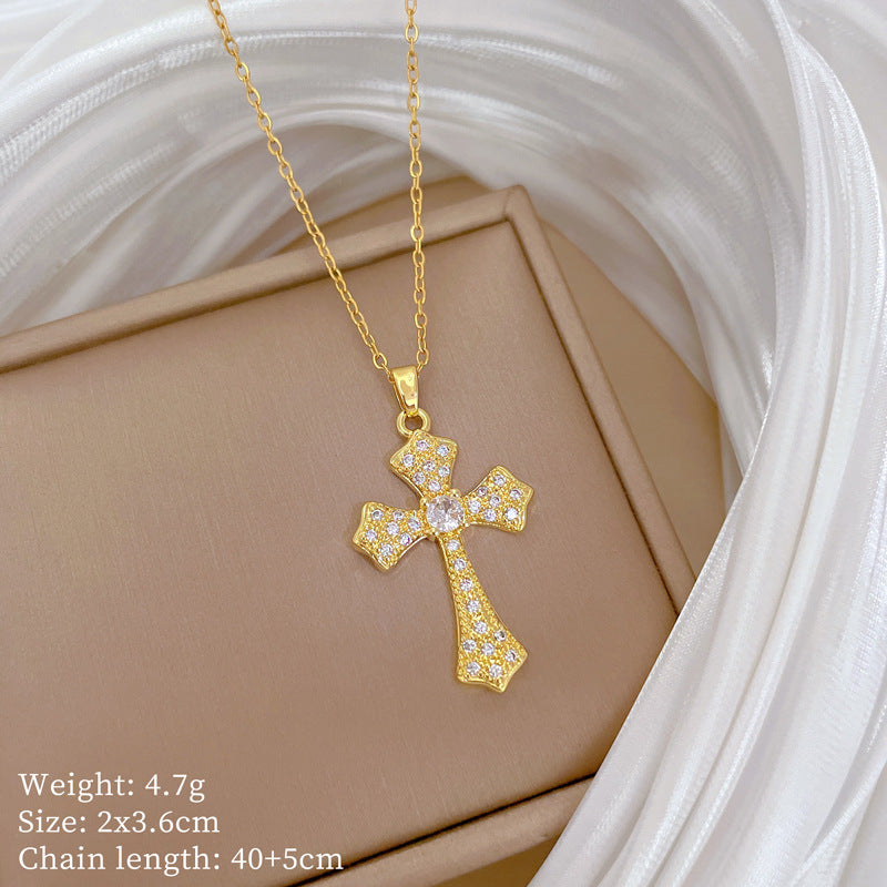 Copper Micro-Inlaid Necklace For Women Copper Micro-Inlaid Real Gold Electroplating Simple Ins Exquisite Clavicle Chain Neck Chain