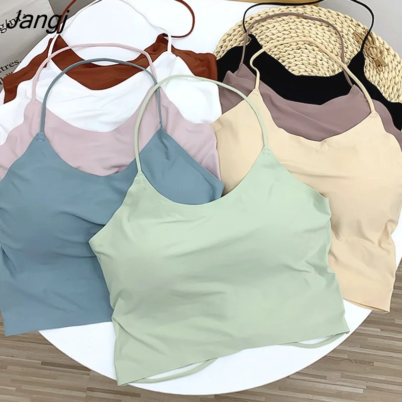 Jangj Women Cotton Halter Crop Tops Underwear Sexy Tank Tops Women's Basic Camis Tube Top lingerie Y2K Crop Tops Women Summer